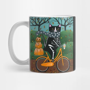 Autumn Skellie Cat Bicycle Ride Mug